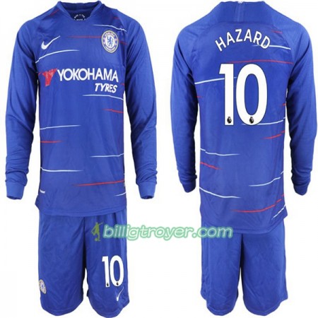 Billige Fotballdrakter Chelsea Hazard 10 Barn Hjemmedraktsett 2018/19 Langermet